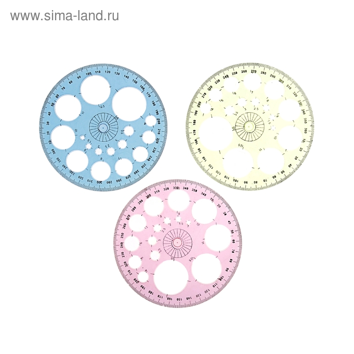 Транспортир Calligrata, 12 см, 360°, с окружностями, тонированный, МИКС - Фото 1