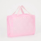 Косметичка на молнии, с ручками, с цветочками, розовая - Фото 4