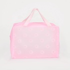 Косметичка на молнии, с ручками, с цветочками, розовая - Фото 3