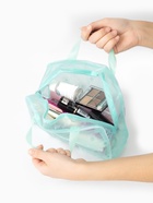 Косметичка- сумочка на молнии для бассейна, с ручками, с рисунком, мятно-зелёная - Фото 4
