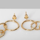 Серьги металл «Тренд» кольцо с шаром, цвет золото - Фото 2