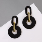 Серьги металл «Цепь» кольца, 3 звена, цвет золотисто-чёрный - Фото 6