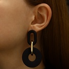 Серьги металл «Цепь» кольца, 3 звена, цвет золотисто-чёрный - Фото 2