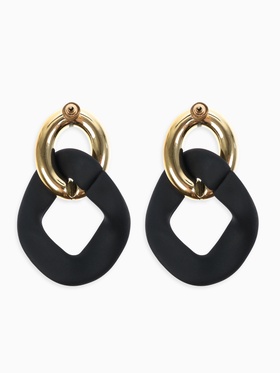 Серьги металл "Цепь" неровность, 2 звена, цвет золотисто-чёрный