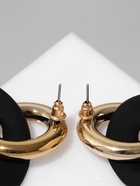 Серьги металл "Цепь" неровность, 2 звена, цвет золотисто-чёрный - фото 809297348