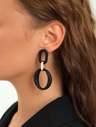 Серьги металл "Цепь" кольцо и овал, 3 звена, цвет золотисто-чёрный - фото 809438428