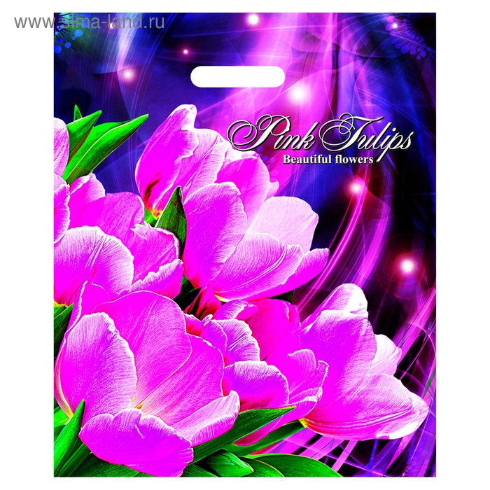 Пакет "Розовые тюльпаны" полиэтиленовый, с вырубной ручкой, 38х45 см, 60 мкм - Фото 1