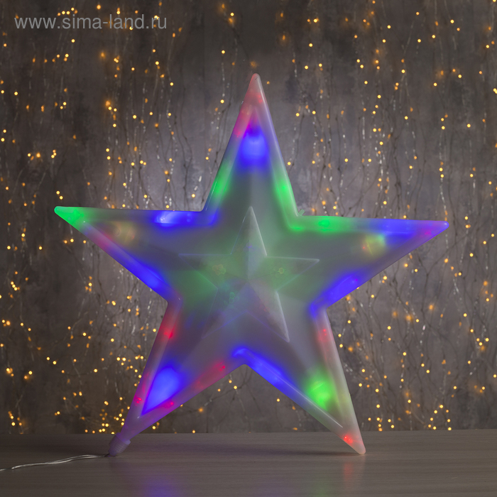 Фигура "Звезда" d=40 см, пластик, 30 LED, 220V, контрол. 8р. МУЛЬТИ - Фото 1
