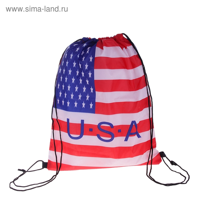 Мешок для обуви на стяжке шнурком "Флаг USA", цвет красный/белый/синий - Фото 1