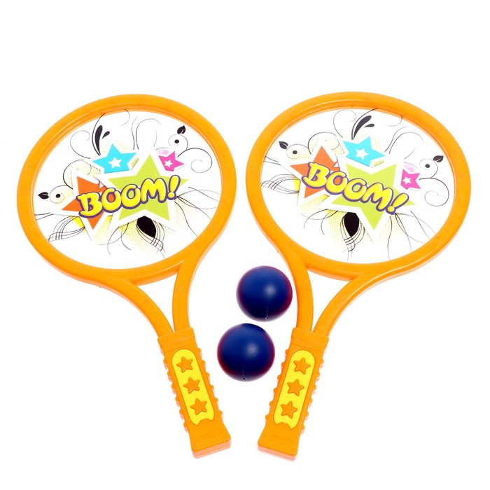 Набор для тенниса «Бум!», 2 ракетки, 2 мяча, цвета МИКС - фото 1884699908