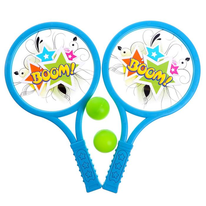 Набор для тенниса «Бум!», 2 ракетки, 2 мяча, цвета МИКС - фото 1884699910
