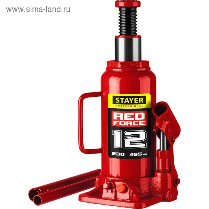 Домкрат бутылочный гидравлический STAYER RED FORCE 43160-12_z01, 230-465 мм, 12 т - Фото 1