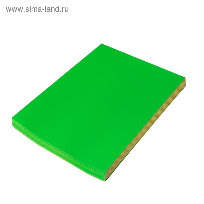 Бумага А4, 100 листов, 80 г/м, самоклеящаяся, флуоресцентный, ярко-зелёная - Фото 1