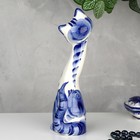 Сувенир гжель «Кошка Кегля», бело-синий,керамика, - Фото 3