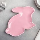 Блюдо сервировочное Доляна «Милашки. Зайка», 17×13×1,5 см, цвет розовый - Фото 1