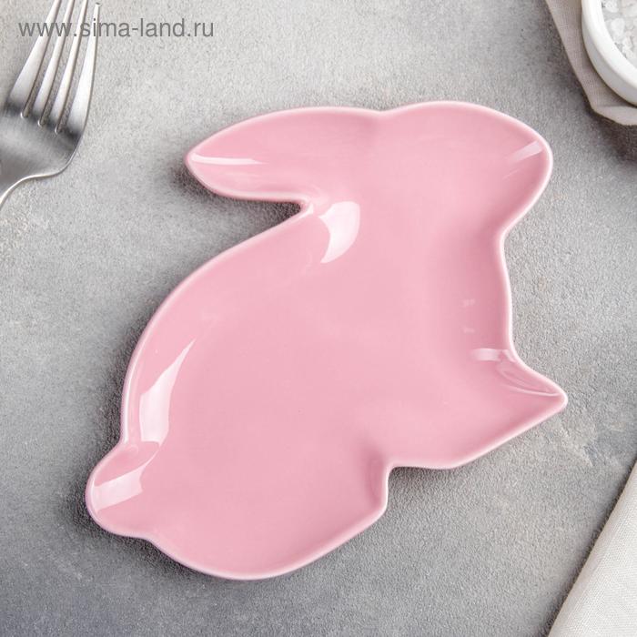 Блюдо сервировочное Доляна «Милашки. Зайка», 17×13×1,5 см, цвет розовый - Фото 1