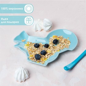 Блюдо керамическое сервировочное Доляна «Милашки. Белочка», 18×14×1.6 см, цвет голубой