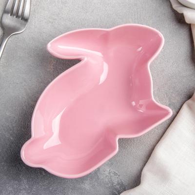 Блюдо керамическое глубокое «Милашки. Зайка», 300 мл, 17,5×12,6×4 см, цвет розовый