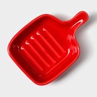 Соусник Доляна «Сковорода», 50 мл, 10.5×7.2 см, с ручкой, керамика, красный - Фото 4