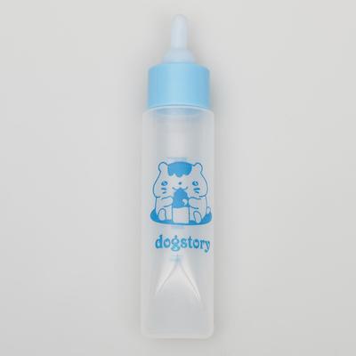 Бутылочка для вскармливания грызунов, 30 мл, с силиконовой соской, короткий носик, пластик, голубая