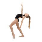 Купальник гимнастический без рукавов, гипюр, воротник-стойка, цвет чёрный, размер 28 - Фото 6
