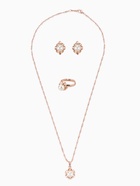 Гарнитур 3 предмета: серьги, кулон, кольцо безразмерное «Эдель» с жемчугом цветок, цвет белый в золоте, 45 см - Фото 1