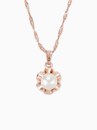 Гарнитур 3 предмета: серьги, кулон, кольцо безразмерное «Эдель» с жемчугом цветок, цвет белый в золоте, 45 см