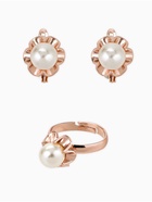 Гарнитур 3 предмета: серьги, кулон, кольцо безразмерное «Эдель» с жемчугом цветок, цвет белый в золоте, 45 см - Фото 3