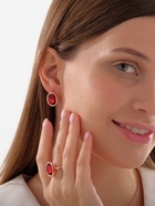 Гарнитур 3 предмета: серьги, кулон, кольцо безразмерное «Эдель» овал вытянутый, цвет красный в золоте, 45 см - Фото 2