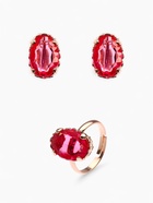 Гарнитур 3 предмета: серьги, кулон, кольцо безразмерное «Эдель» овал крупный, цвет розовый в золоте, 45 см - Фото 6