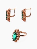 Гарнитур 3 предмета: серьги, кулон, кольцо безразмерное «Эдель» овал вытянутый, цвет зелёный в золоте, 45 см - Фото 6