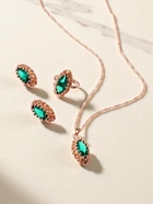 Гарнитур 3 предмета: серьги, кулон, кольцо безразмерное «Эдель» овал вытянутый, цвет зелёный в золоте, 45 см - Фото 7