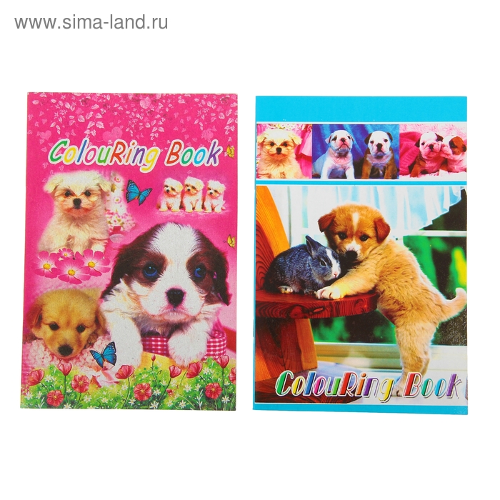 Раскраска формат А5 10 листов с наклейками Собачки МИКС - Фото 1
