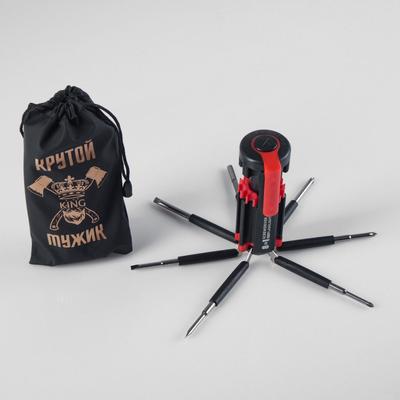 Фонарь многофункциональный, мультитул 8 в 1 «Крутому мужику», 12×4 см, 3 ААА