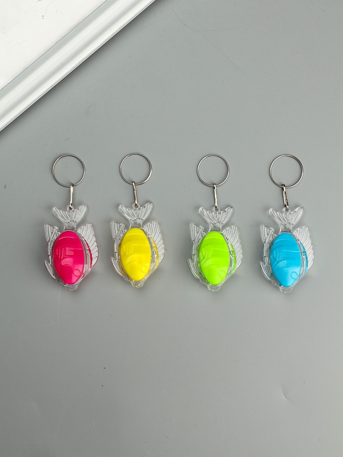 Фонарик брелок для ключей на кольце «Рыбка», 1 режим, 2×AG13, 3.5×5.5 см, МИКС