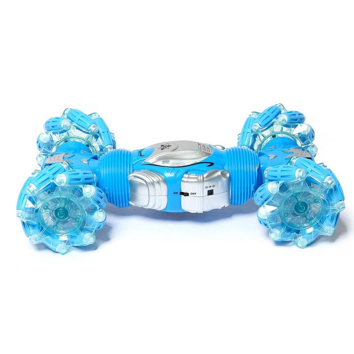 Машинка-перевёртыш HYPER с управлением жестами гиропульт, работает от аккумулятора, цвет синий 48645