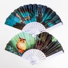 Веер пластик "Филины и совы" МИКС изогнутый каркас 23 см - фото 23045867