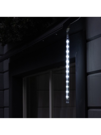 Гирлянда «Сосулька» тающая 0.3 м, IP44, прозрачная нить, 18 LED, 12 В, переливы, свечение белое