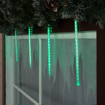 Светодиодная сосулька уличная "Тающая" 0,3 м, d=2 см, вилка, LED-18-220V, нить белая, свечение зелёное
