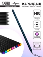 Карандаш чернографитный твёрдость НВ, корпус чёрный, заточенный, со стразой из акрила, МИКС - Фото 1