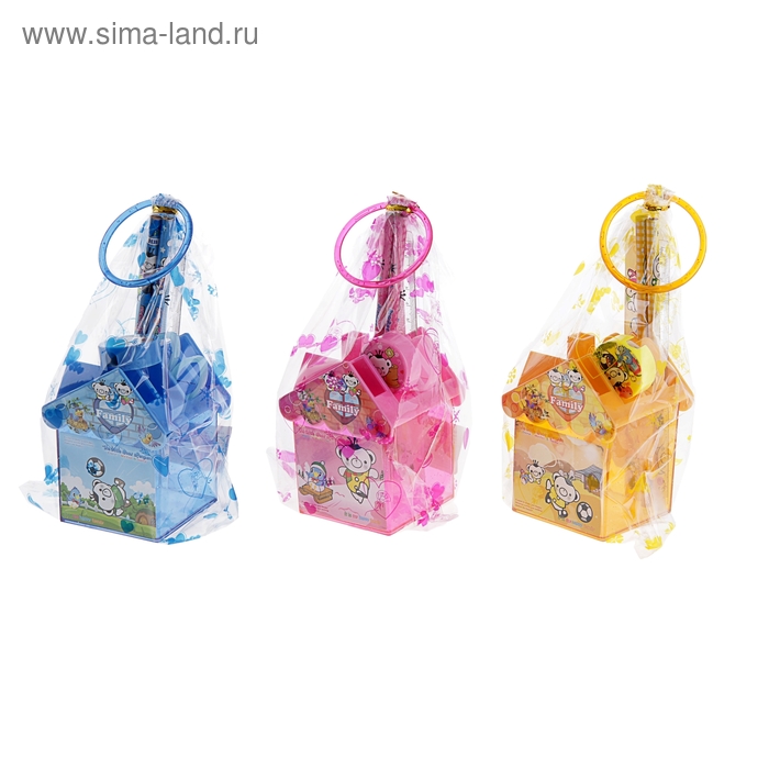 Настольный набор, детский, «Домик» из 6 предметов: подставка, ножницы, линейка, 2 карандаша, точилка, МИКС - Фото 1