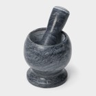 Ступка с пестиком Magistro «Мрамор», натуральный камень, 10×10 см, серая - Фото 2