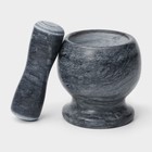 Ступка с пестиком Magistro «Мрамор», натуральный камень, 10×10 см, серая - Фото 3