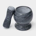 Ступка с пестиком Magistro «Мрамор», натуральный камень, 10×10 см, серая - Фото 4