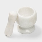 Ступка с пестиком Magistro «Мрамор», натуральный камень, 10×10 см, белая - Фото 3