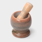 Ступка с толкушкой «Мрамор», из натурального камня, цвет коричневый - Фото 2