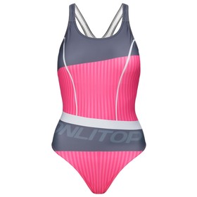 Купальник слитный ONLYTOP, р. 50, спортивный, розовый, серый 5215089