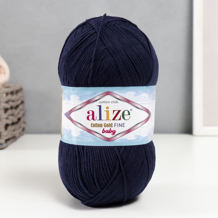 Пряжа "Cotton gold fine baby" 55% хлопок, 45% акрил 470м/100гр (58 т.синий) - Фото 1