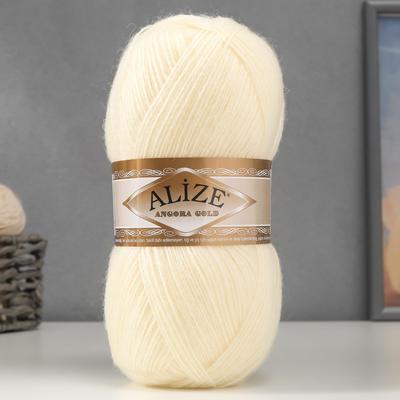 Пряжа для вязания спицами, крючком ALIZE, Angora Gold, 20% шерсть, 80% акрил, 550 м/100 г, (01 молочный)