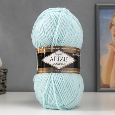 Пряжа для вязания спицами, крючком ALIZE, Lanagold, 51% акрил, 49% шерсть, 240 м/100 г, (522 айсберг)